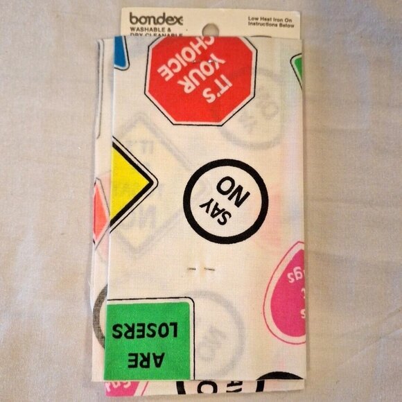 90s Neon Say No To Drugs Iron-On Fun Fabric 10x12 Wrights Bondex Vintage - Picture 4 of 7